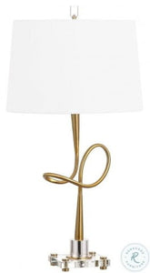 Hensley 30.25 in. Gold Curved Table Lamp with White Shade 3144RR