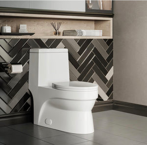 Virage 1-piece 0.8/1.28 GPF Dual Flush Elongated Toilet in White Seat Included #655HW