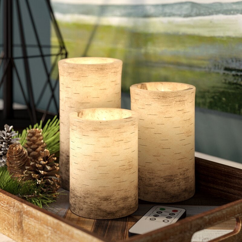 3 Pieces Vanilla Scented Flameless Candle Set(1716RR)
