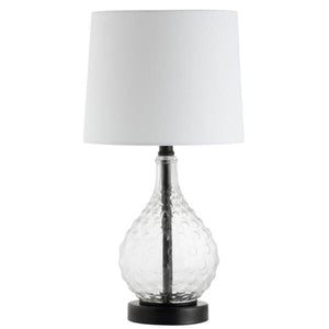 Targari 19 in. Black/Clear Texture Table Lamp with Off-White Shade - #128CE