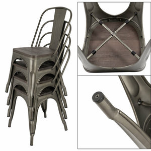 Glennie Metal Slat Back Side Chairs 4pk  Gunmetal(1132)