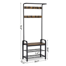 Load image into Gallery viewer, Black/Brown Odysseus Hall Tree with Bench and Shoe Storage 2873RR
