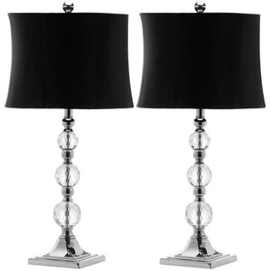 Maeve 28 in. Clear Crystal Ball Table Lamp with Black Shade (Set of 2) - #130CE