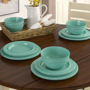 Harwood 12 Piece Dinnerware Set, Service for 4 Teal(260)