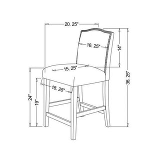 Camelot Nailhead Trim Counter Stool Single Gray(1382)