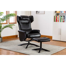 Load image into Gallery viewer, Bourkelands Leather Manual Recliner with Ottoman Black(1991RR)
