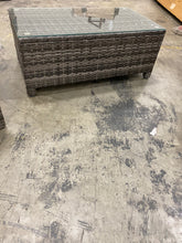 Load image into Gallery viewer, Crosley Wicker Rattan Outdoor Ottoman and Coffee Table Set Grey
