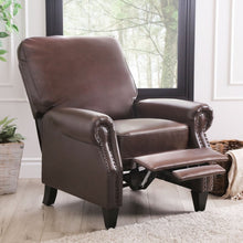 Load image into Gallery viewer, Faux Leather Manual Pushback Recliner Brown #290HW
