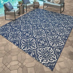 Naples Indoor/Outdoor Rug Collection Blue/Tan(2742RR)