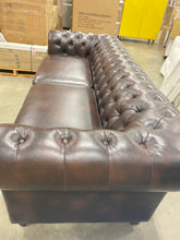 Load image into Gallery viewer, Caine Faux Leather Rolled Arm Chesterfield Sofa Dark Brown #2577HW

