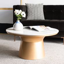 Load image into Gallery viewer, Mila Pedestal Coffee Table - White Marble, Brass *AS IS #512HW
