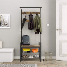 Load image into Gallery viewer, Black/Brown Odysseus Hall Tree with Bench and Shoe Storage 2873RR
