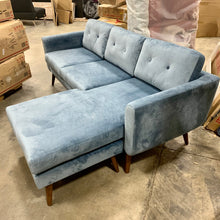 Load image into Gallery viewer, Stax Dust Blue Velvet Reversible Sofa &amp; Chaise
