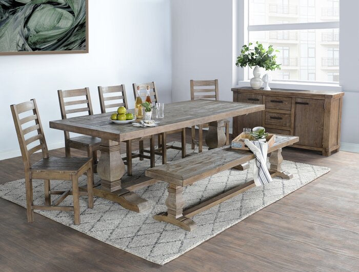 Gertrude Solid Wood Dining Table Desert Gray(668- 2 boxes)