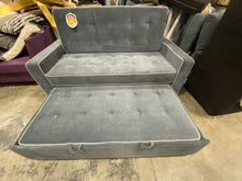 Load image into Gallery viewer, Evan Microfiber/Microsuede 66.5&quot; Square Arm Sleeper Gray AS IS
