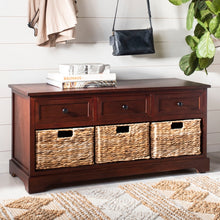 Load image into Gallery viewer, Damien Dark Cherry 3-Drawer Storage Bench #556HW
