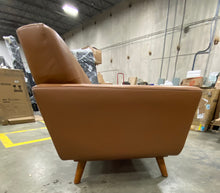 Load image into Gallery viewer, Saginaw 90.5&quot; Wide Faux Leather Square Arm Sofa Tan
