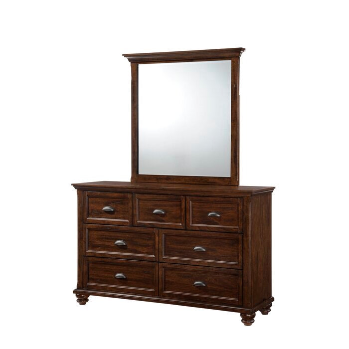 Kamarre Rectangular Traditional Beveled Dresser Mirror Brown  #119HW
