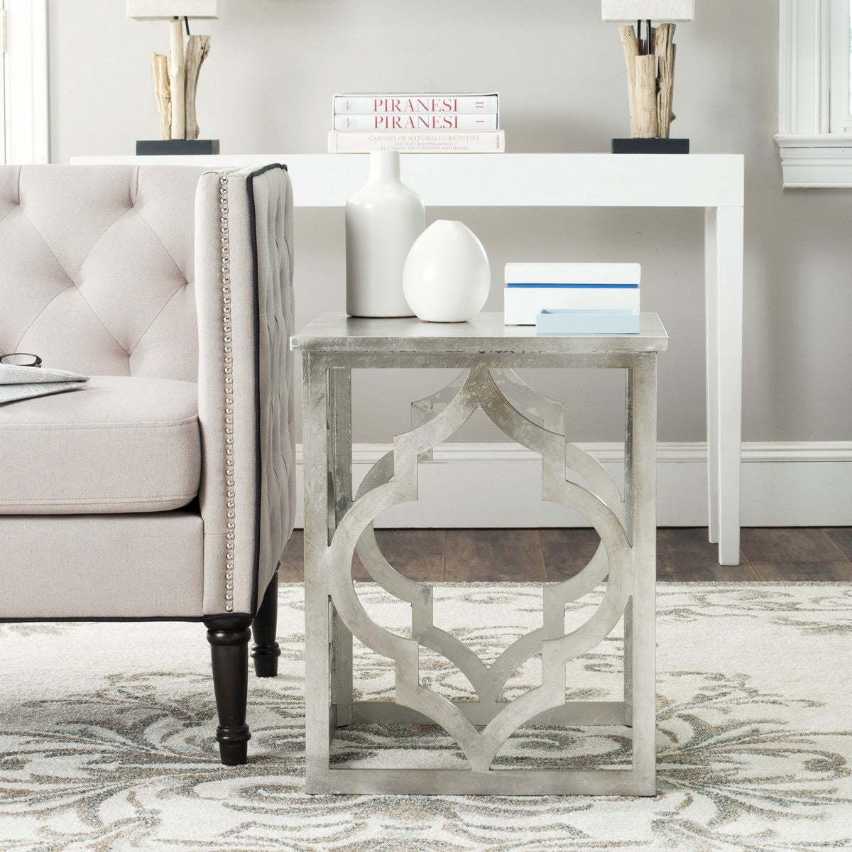 Milo Silver Leaf Trellis End Table #509HW