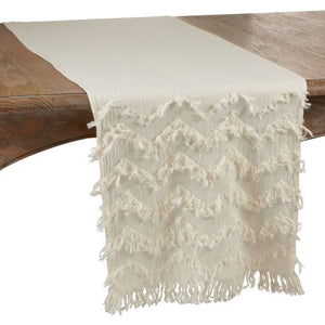 72" x 16" Cotton Fringed Chevron Table Runner (ND146)
