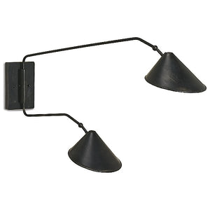 Currey and Company 2 Light Serpa Double Wall Sconce Black(810)