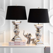 Load image into Gallery viewer, Helen 28 in. Silver Baluster Table Lamp with Velvet Black Shade (Set of 2) #488HW
