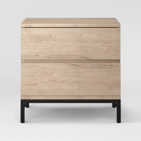 Two Drawer Night Stand in Vintage Oak Finish