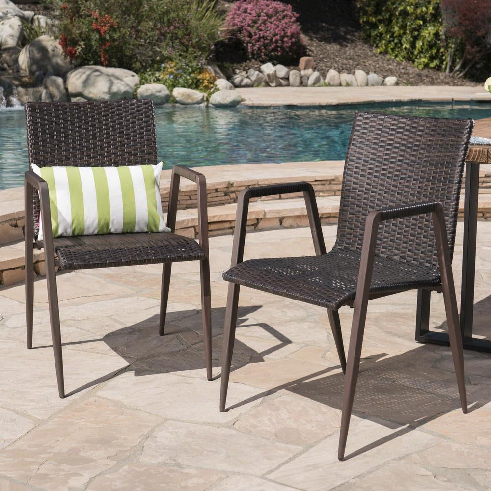 Ailani  Wicker Outdoor Dining Chairs (2-Pack) Brown(1566)