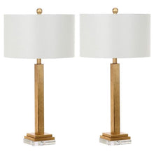Load image into Gallery viewer, Perri 30 in. Gold Candlestick Crystal Base Table Lamp with Off-White Shade (Set of 2) - #137CE
