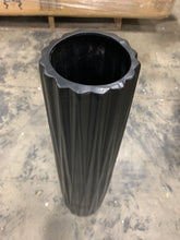 Load image into Gallery viewer, Large Tall Vase With Ribbed Design Body - Black 187CDR
