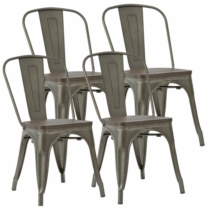 Glennie Metal Slat Back Side Chairs 4pk  Gunmetal(1132)