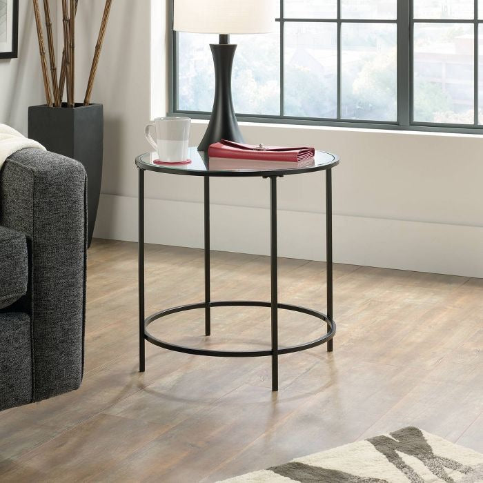 Soft Modern Round Side Table Black/Clear Glass(538)