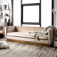 Load image into Gallery viewer, SAFAVIEH COUTURE MARQUETTE VELVET SOFA AS IS
