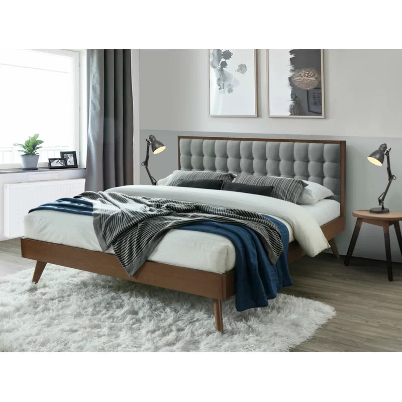 Abril Tufted Solid Wood and Grey Upholstered Headboard ONLY 243CDR