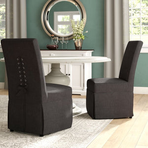 Benton Upholstered Slipcover Dining Chairs Set of 2 Charcoal(727)