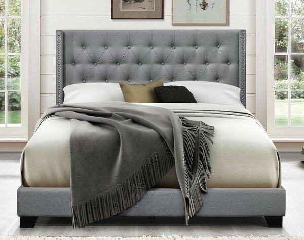 Aadvik Tufted Upholstered Bed- King-Gray #65-NT