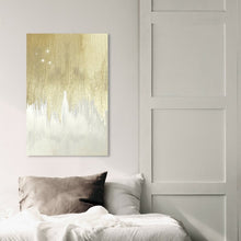 Load image into Gallery viewer, &#39;Golden White Starry Night&#39; - Wrapped Canvas Painting Print - #43CE
