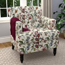 Load image into Gallery viewer, Quinton Armchair - Creamy Ivory Multi Floral with Birds - #104CE
