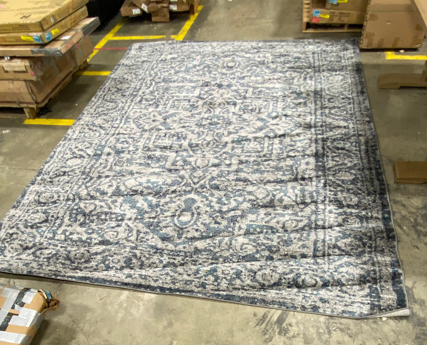 Monte Carlo 9 x 12 Navy/Grey Indoor Oriental Area Rug 3418RR