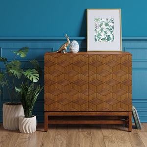 Tachuri Geometric Front 2 Door Cabinet Brown(1335)