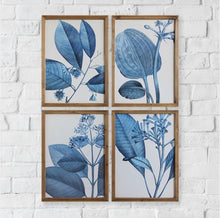 Load image into Gallery viewer, ‘Blue Botanical’-4 Piece Picture Frame Graphic Art Print Set on Paper #5517
