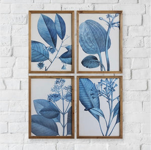 ‘Blue Botanical’-4 Piece Picture Frame Graphic Art Print Set on Paper #5517