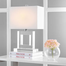 Load image into Gallery viewer, Town 20.5 in. Clear Square Crystal Column Table Lamp with White Shade (2637RR)
