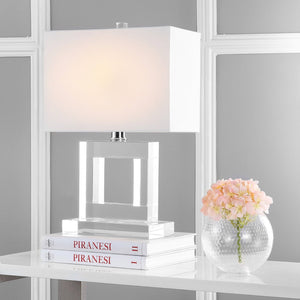 Town 20.5 in. Clear Square Crystal Column Table Lamp with White Shade (2637RR)