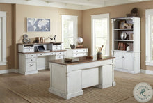 Load image into Gallery viewer, Durham Weathered White 66" Executive Desk
