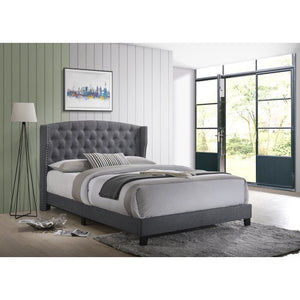 Fort Calhoun Tufted Upholstered Low Profile Platform Bed Gray Cali King(1055)