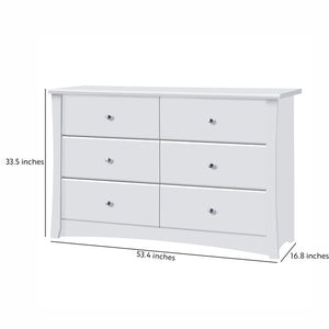 White Crescent 6 Drawer Double Dresser - #47CE