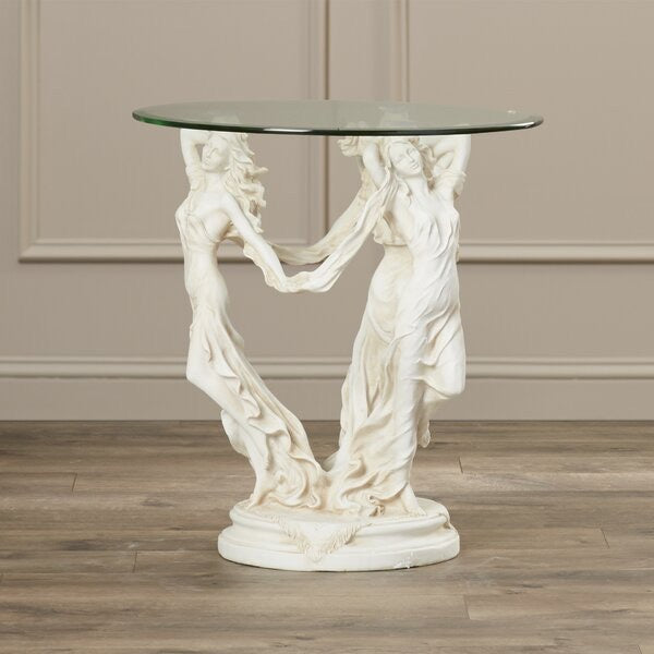 Beldin Glass Topped Sculptural End Table #295-NT