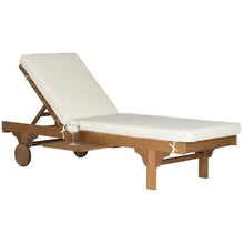 Load image into Gallery viewer, Newport Natural Brown 1-Piece Wood Outdoor Chaise Lounge Chair with Beige Cushion(2655RR)
