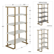 Load image into Gallery viewer, Camila 5 Shelf Bookcase White/Gold AS IS(1182)
